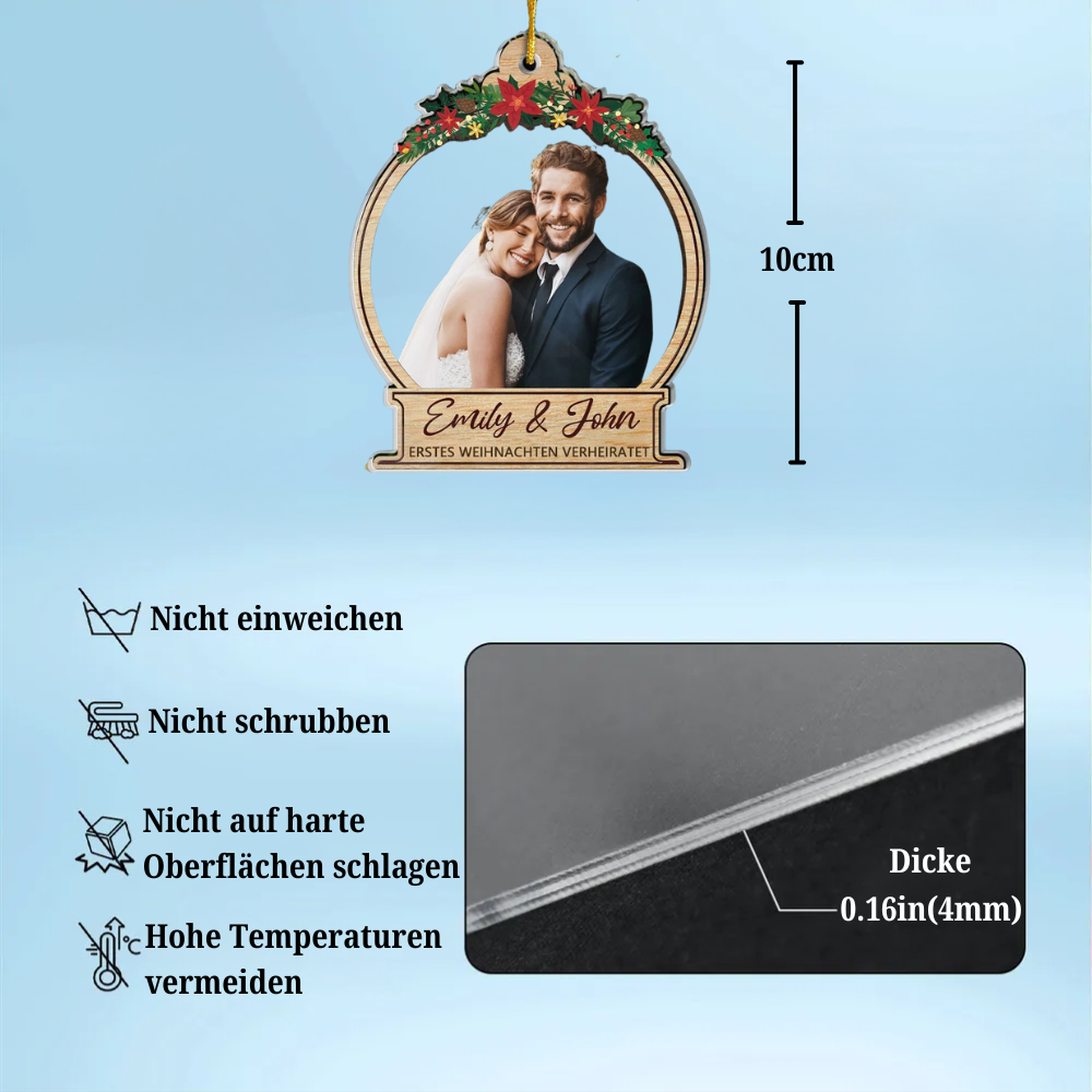 Personalisierter Foto Ornament Hochzeits-Erinnerungs-Weihnachtsanhänger