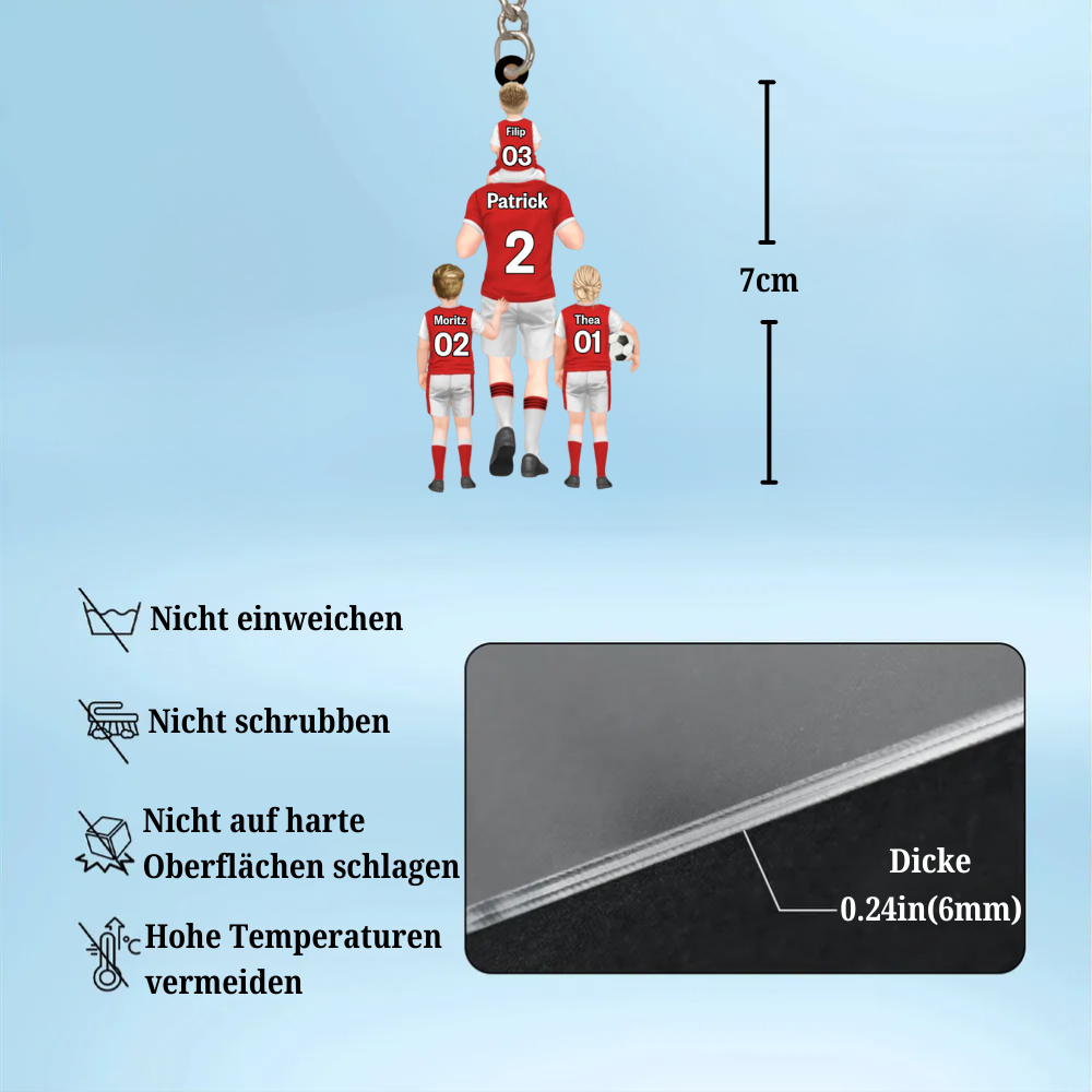 Papas Fußballmannschaft Acryl-Schlüsselanhänger Vater und Kinder