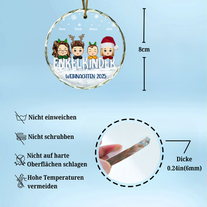 Personalisierter Glasanhänger mit Kinder Christbaumschmuck für Oma, Opa, Papa und Mama