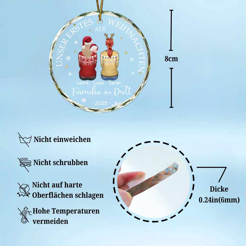 Unser Erstes Weihnachten als Familie zu...Personalisierter Christbaumschmuck mit 2 Frauen/Männer und Baby