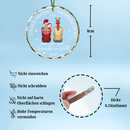 Unser Erstes Weihnachten als Familie zu...Personalisierter Christbaumschmuck mit 2 Frauen/Männer und Baby