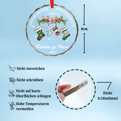 Erstes Weihnachten als Familie zu... Peronalisierter Glasanhänger Christbaumschmuck