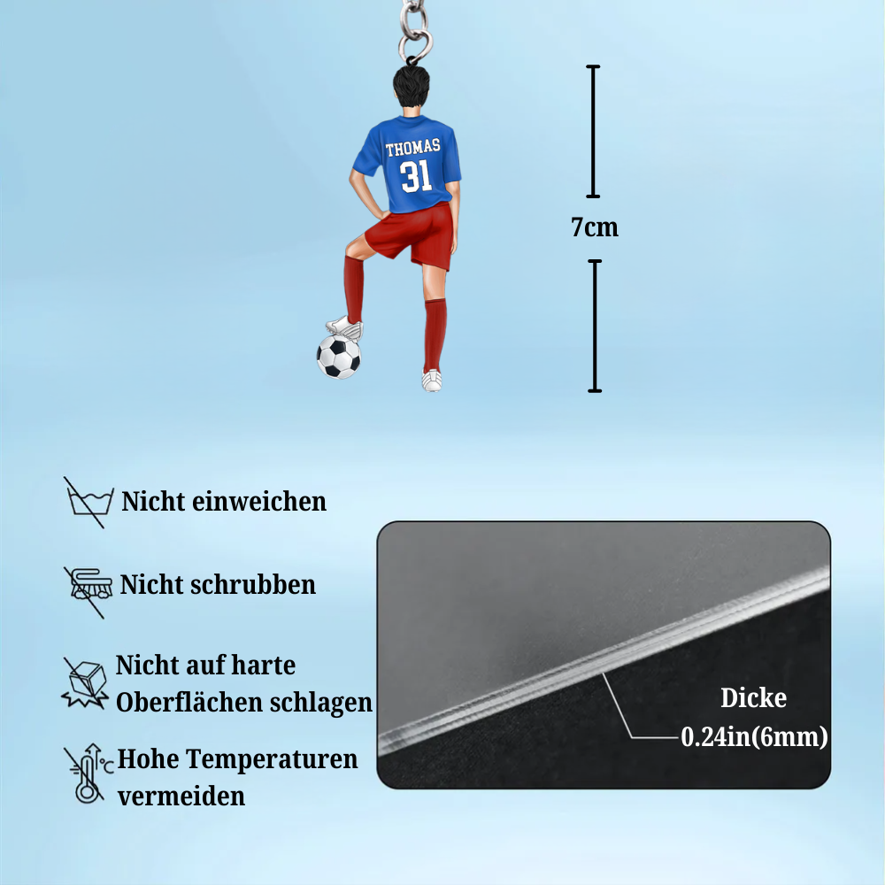 Personalisierte Fußball-Acryl-Schlüsselanhänger für Fußballspieler, Fußball-Liebhaber