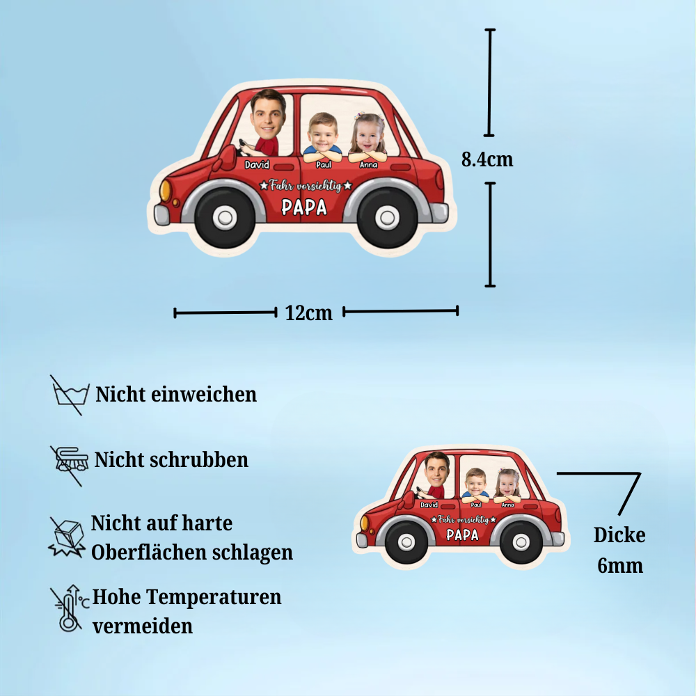 Fahr Vorsichtig- Personalisierter Sonnenblendenclip für Fahrer, Papa und Mama