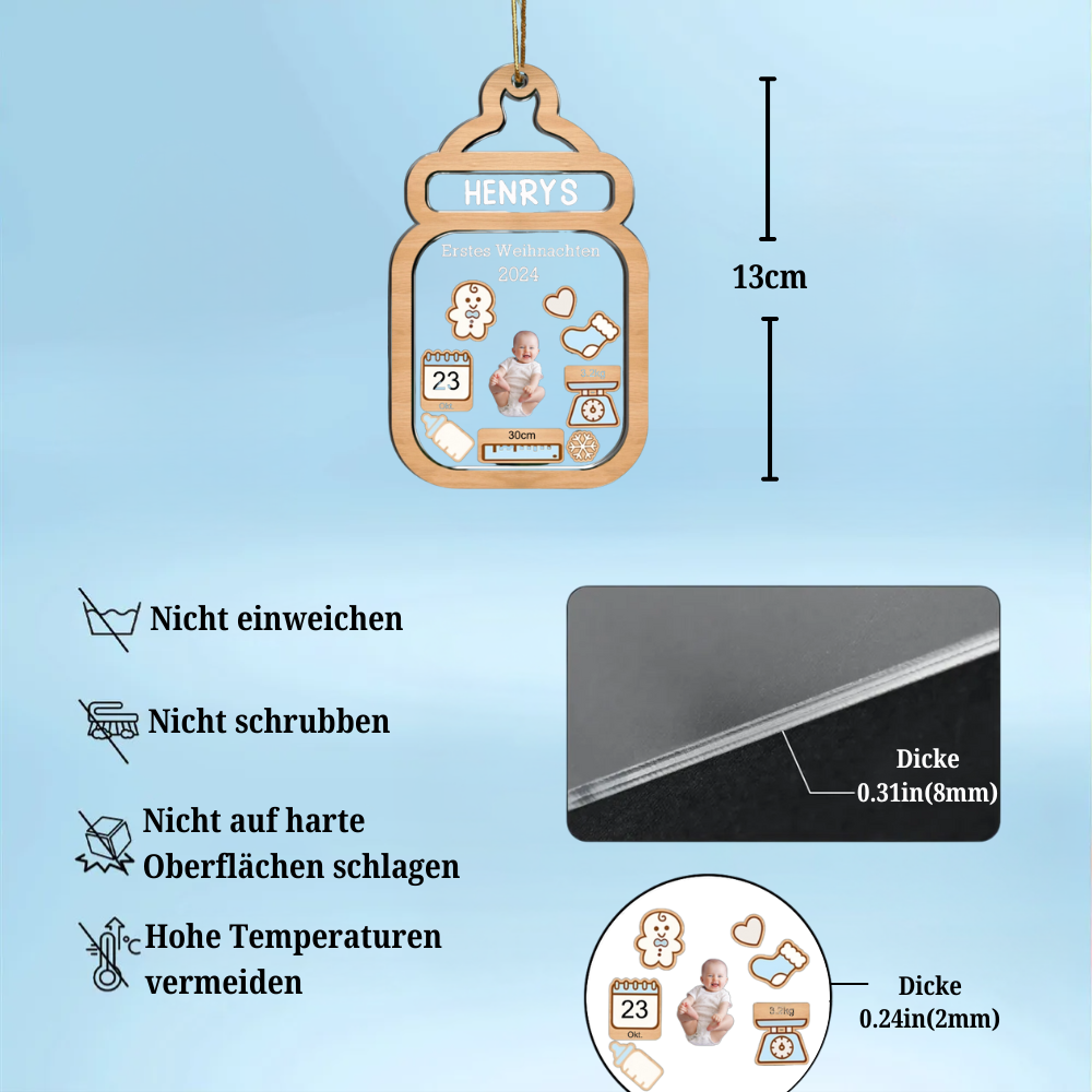 Individuelles schüttelbares Weihnachtsanhänger für Neugeborene