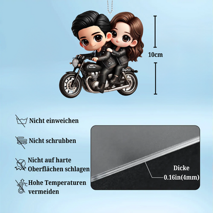 Pärchen auf Motorrad Autoanhänger aus Acryl Geschenk für Paar