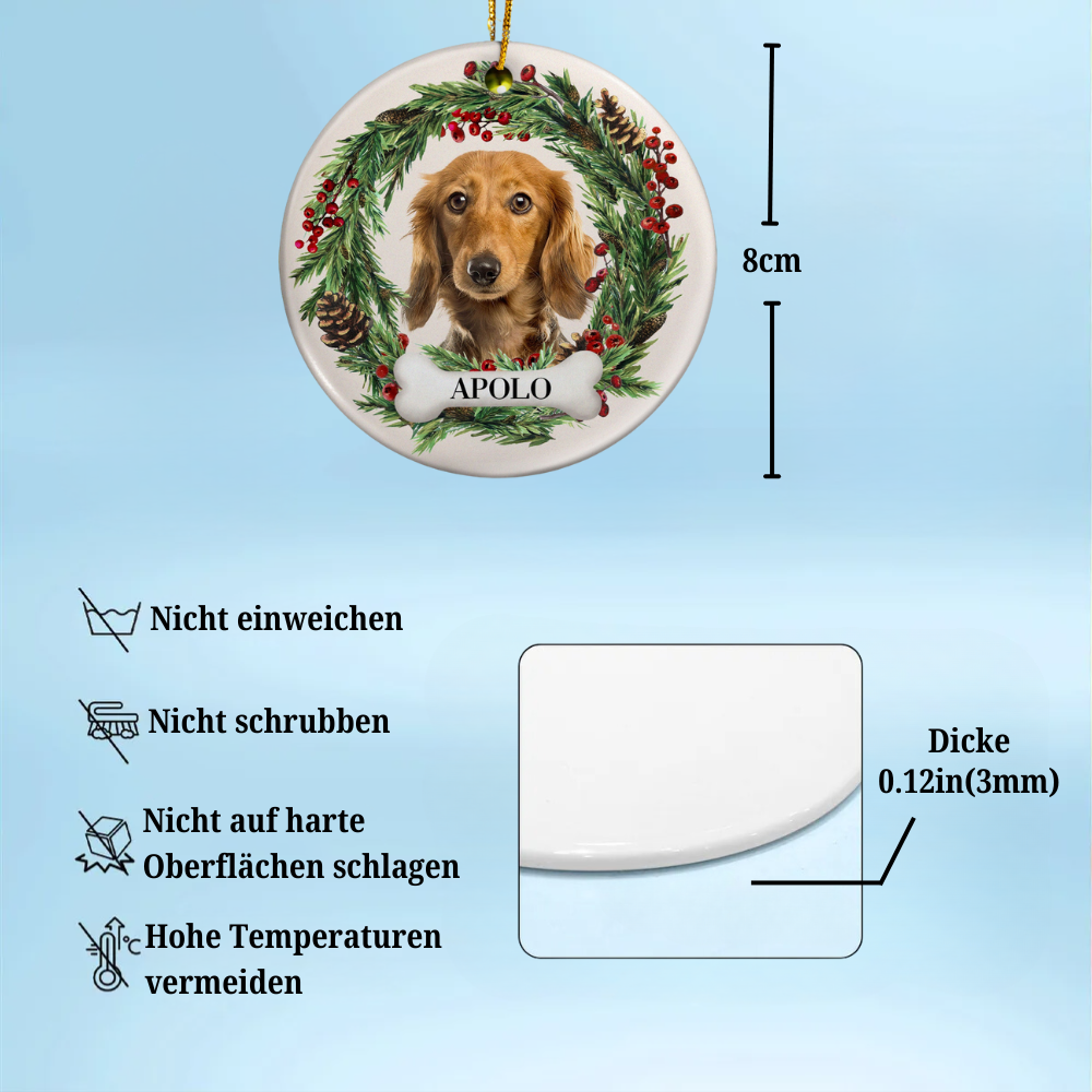 Individuelles Foto Keramikornament – Weihnachtsgeschenk für Tierliebhaber
