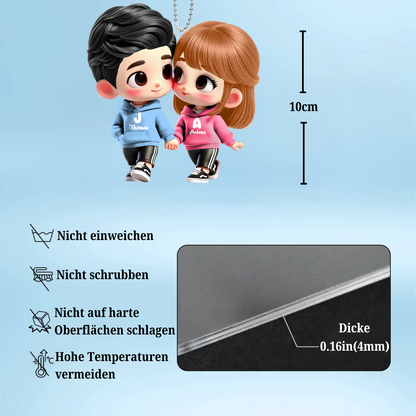 Süßes Cartoon-Paar – Personalisierter Auto-Acrylanhänger
