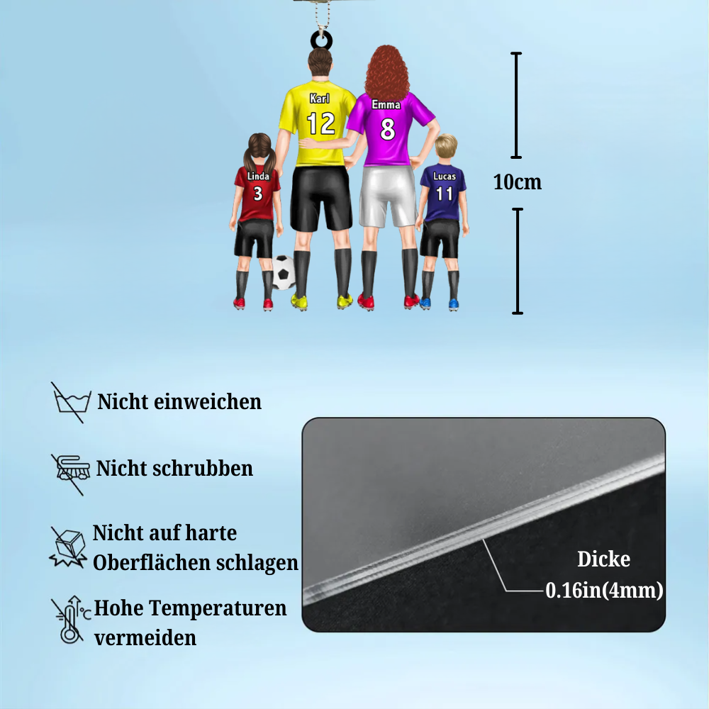 Fußballfamilie - Personalisierter Acrylanhänger mit Eltern und Kinder