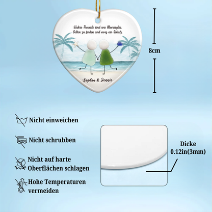 Personalisiertes Keramik-Ornament mit Meerglas Christbaumschmuck für Freunde