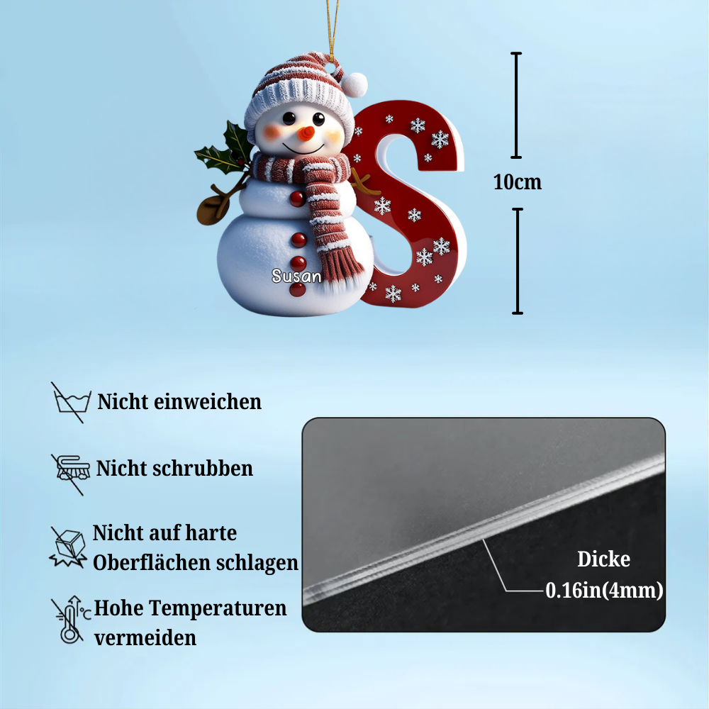 Personalisierter Schneemann-Weihnachtsschmuck - Buchstaben-Dekoration