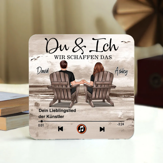 Musik-Kühlschrankmagnet mit 2 Figuren, Namen und Spruch Geschenk für Paar