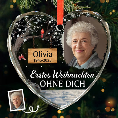 Erstes Weihnachten ohne dich - Glasornament mit Foto Personalisierter Christbaumanhänger