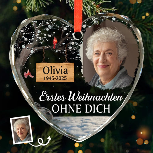 Erstes Weihnachten ohne dich - Glasornament mit Foto Personalisierter Christbaumanhänger