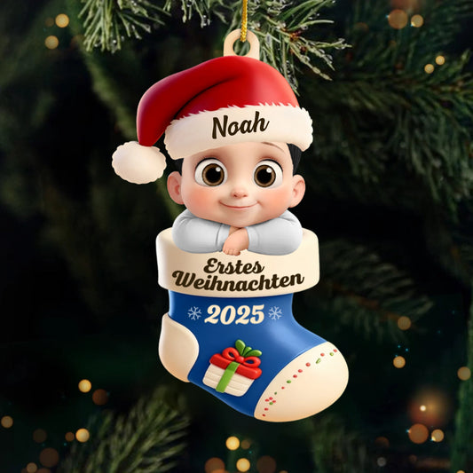Erstes Weihnachten 2025 - Acrylanhänger Weihnachtsanhänger mit Baby