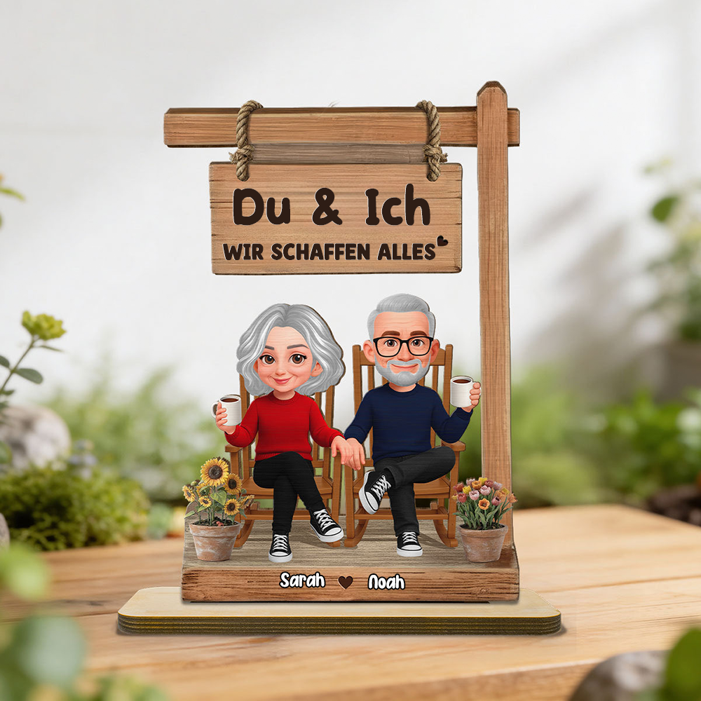 Personalisierter Holzaufsteller mit Paar Geschenk zum Jahrestag