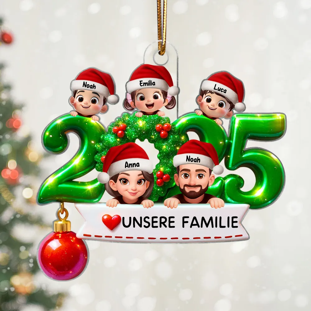 2025 Familie - Acrylornament mit Elten und Kinder Christbaumschmuck