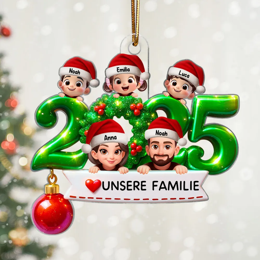 2025 Familie - Acrylornament mit Elten und Kinder Christbaumschmuck