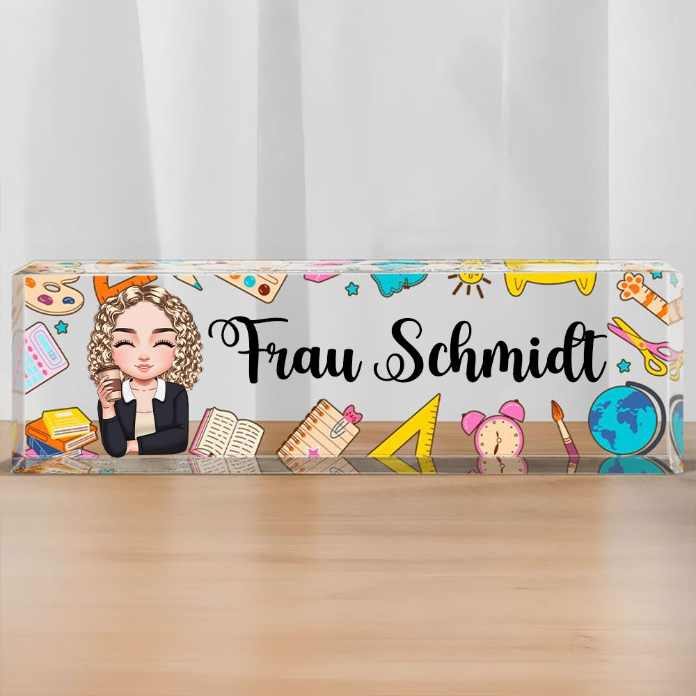 Personalisierte Acryltafel mit Namen Geschenk für Lehrerin und Kollegin