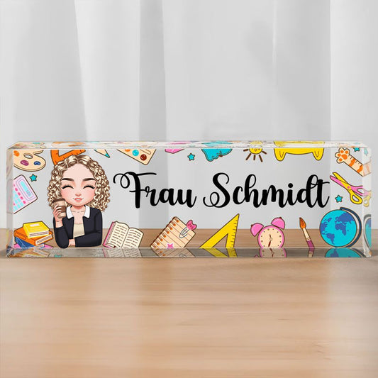 Personalisierte Acryltafel mit Namen Geschenk für Lehrerin und Kollegin