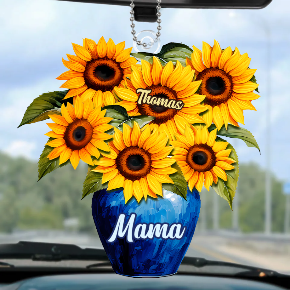 Sonnenblumen und Vase-Personalisierter Anhänger für Mama und Oma