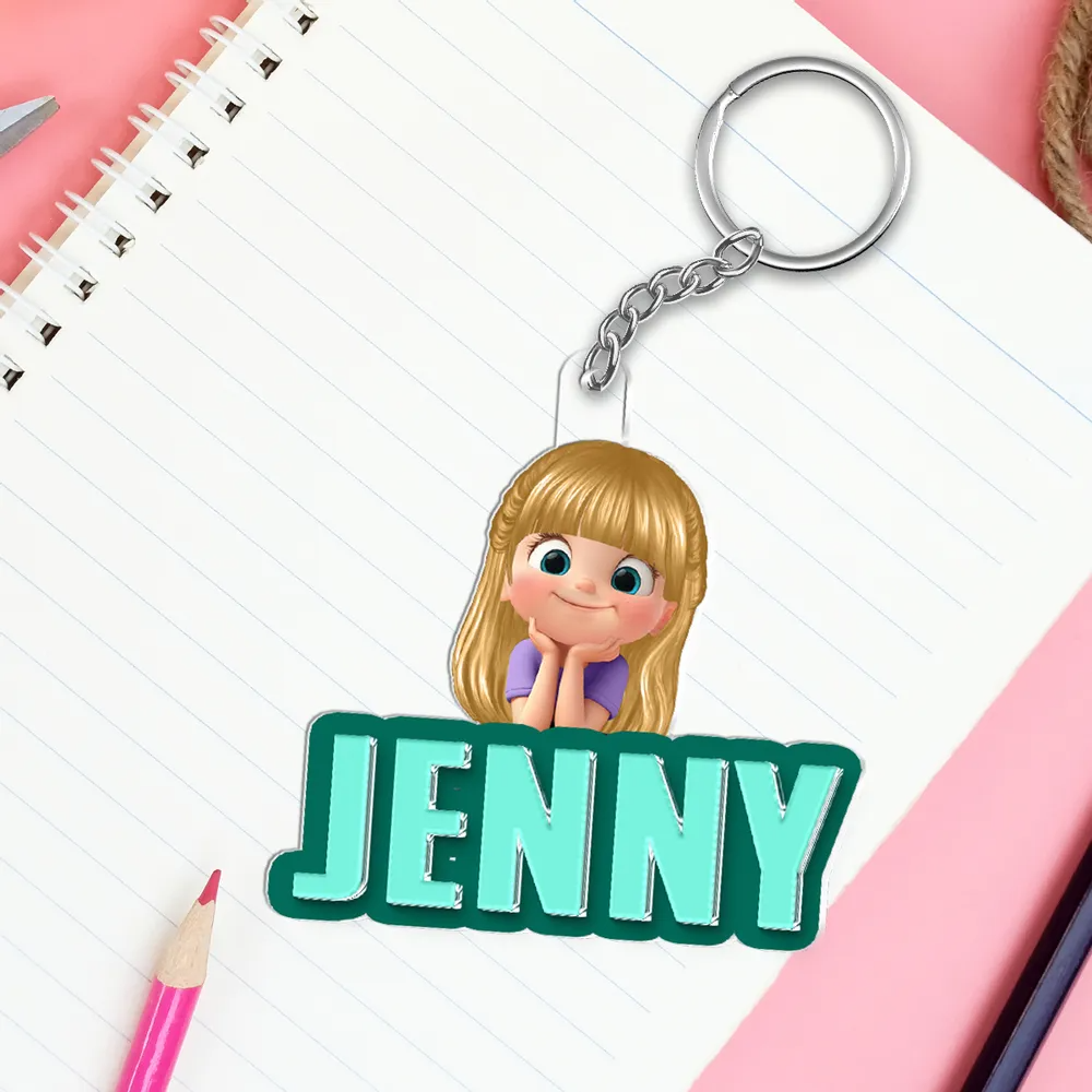 Personalisierter Acryl-Schlüsselanhänger mit Kind und Name Geschenk für Kinder und Mutter