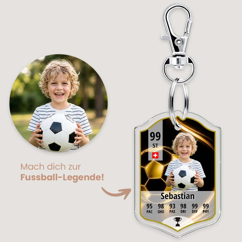 Personalisierter Acryl-Schlüsselanhänger für Kinder: National-Team Fußball ID Card