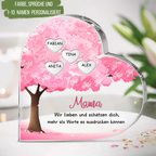 Acrylherz mit Krischbaum Familienbaum mit 1-10 Namen für Mama und Oma