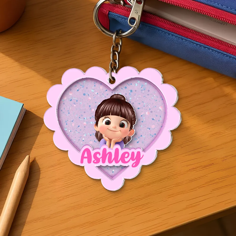Acryl-Schlüsselanhänger mit Herz Namensschild Geschenk für Kinder