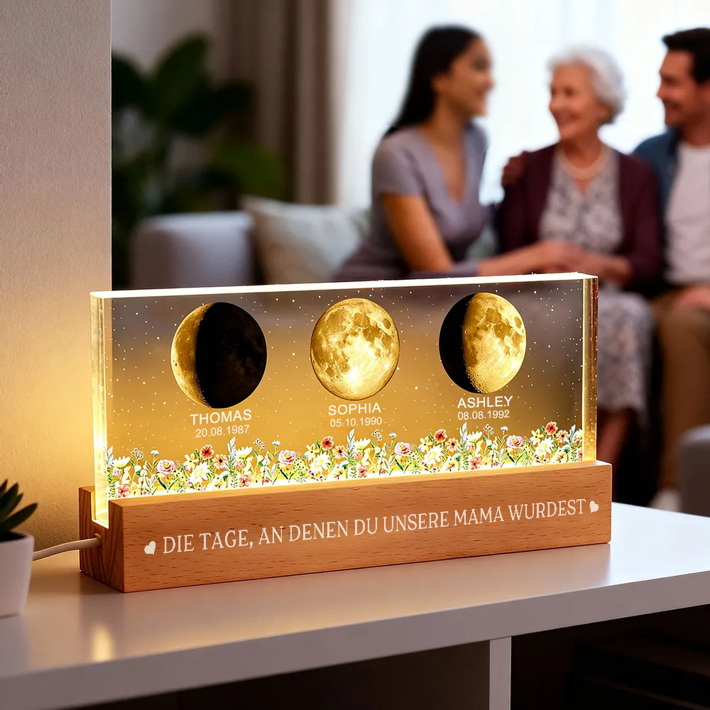 Mondphasen-Personalisierte LED Nachtlicht für Mama und Oma