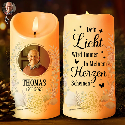 Dein Licht...LED-Kerze mit Foto Trauerkerze