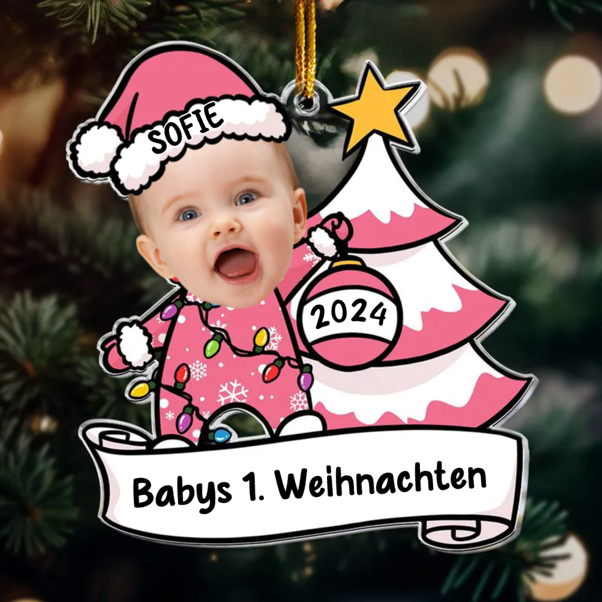 Weihnachtsanhänger mit Foto für Baby