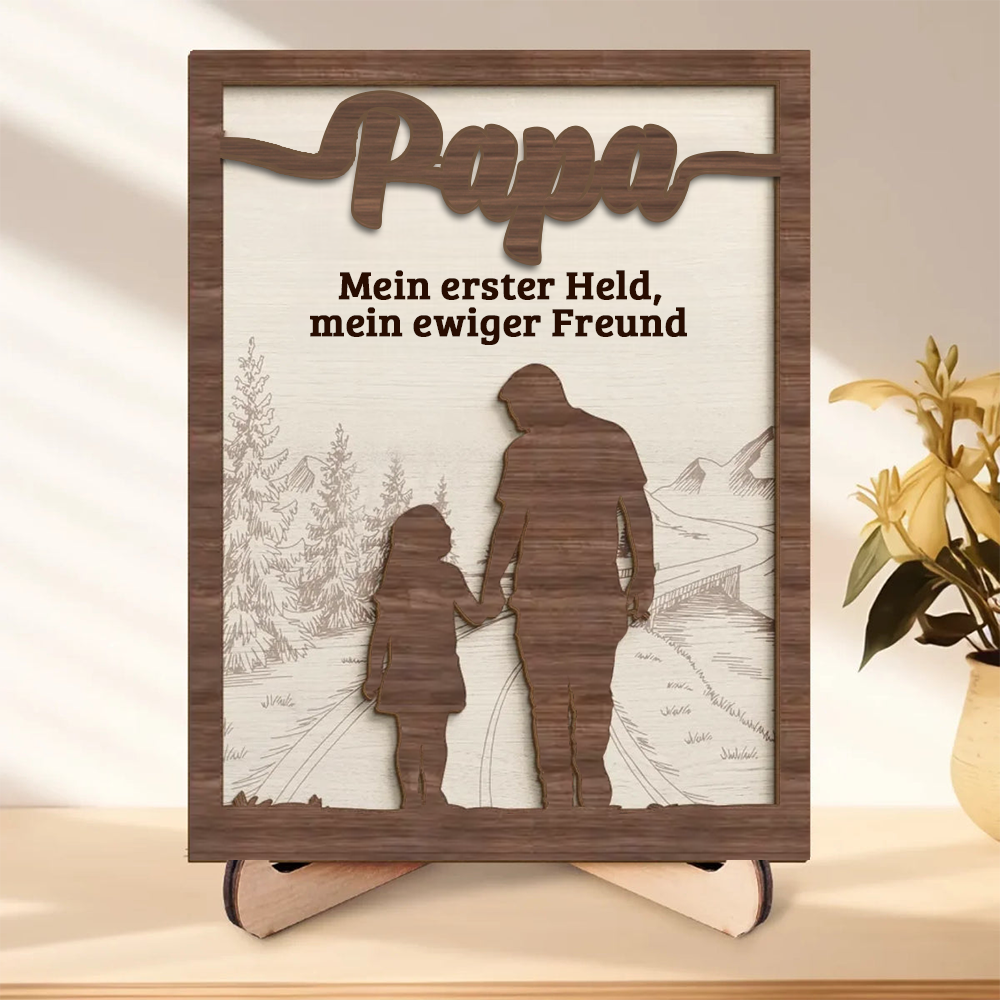 Papa und Kind-Personalisierte Holzplakette für Vater