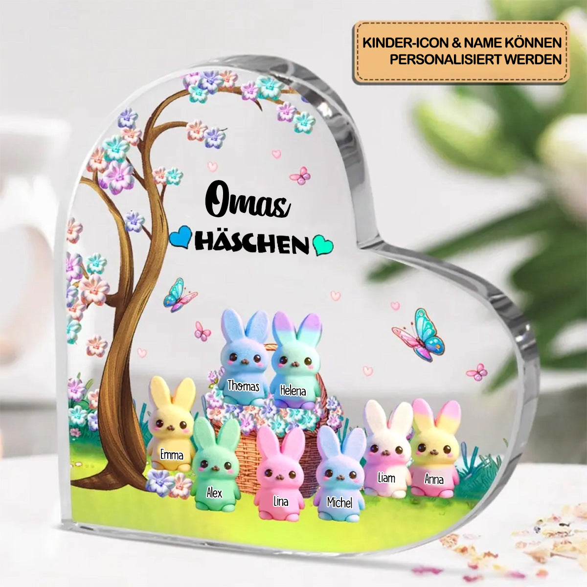 Hänschen-Acryl Standherz Geschenk für Oma und Mama