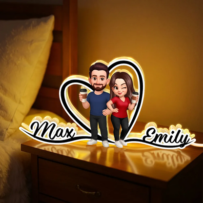 Personalisierte LED-Lichtbox mit Paar und Namen Geschenk für Paar