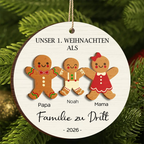 Personalisierter Holz-Weihnachtsanhänger – Erstes Weihnachten, Lebkuchenmann-Motiv