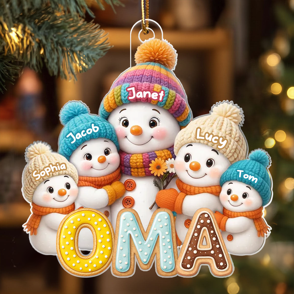 Personalisierter Acryl-Weihnachtsanhänger für Oma – Schneemann-Motiv mit Namen