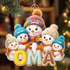 Personalisierter Acryl-Weihnachtsanhänger für Oma – Schneemann-Motiv mit Namen