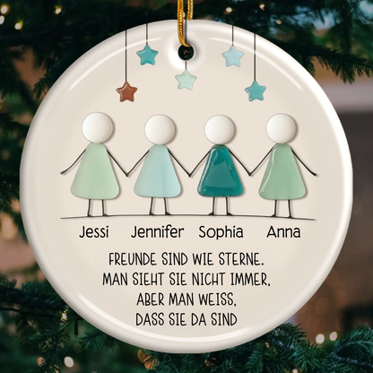Personalisiertes Keramikornament mit Meerglasmotiv Christbaumschmuck für Freunde und beste Freundin