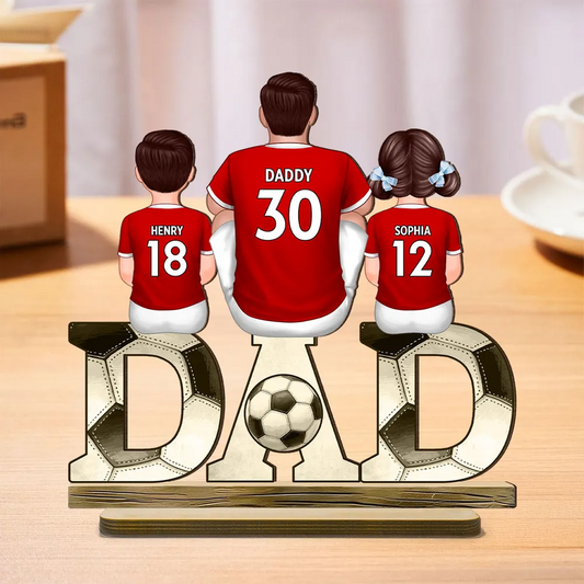 Fußball DAD - Personaliisierte Holztafel Vater und Kinder Geschenke für Papa