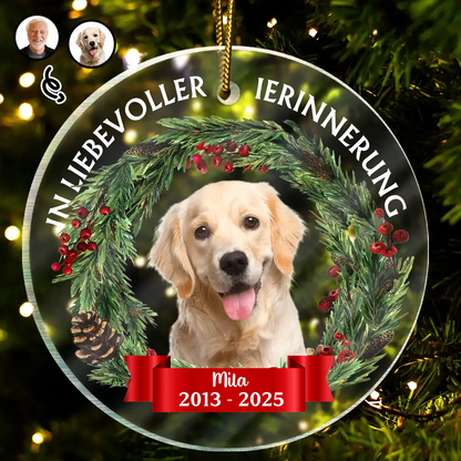 In Liebevoller Erinnerung Personalisierter Acrylanhänger mit Foto Christbaumschmuck zur Trauer