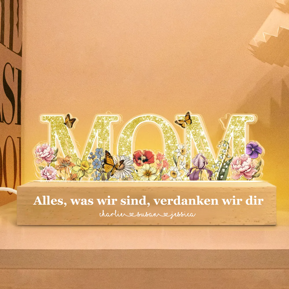 LED Nachtlichter mit MAMA / OMA/ MOM Geschenk für Mutter und Großmutter