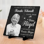 Personalisierte Schieferplatte mit Foto und Spruch zum liebevollen Gedenken Trauergeschenk