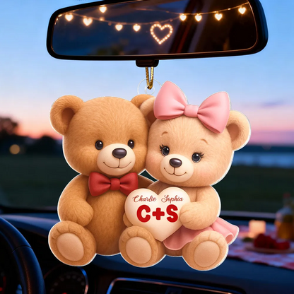 Bärenpaar mit Namen Personalisierter Acrylanhänger für Paar