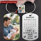 Der Moment als du... Edelstal-Schlüsselanhänger mit Foto, Datum und Name Geschenk für Papa und Mama