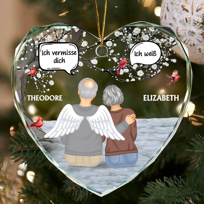 Glasornament in Herzform Christbaumschmuck Geschenk zur Trauer