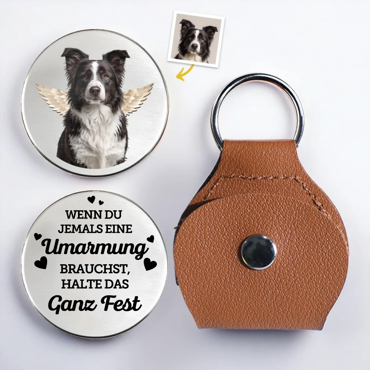 Engelsflügel-Taschenumarmung mit Foto Trauergeschenk