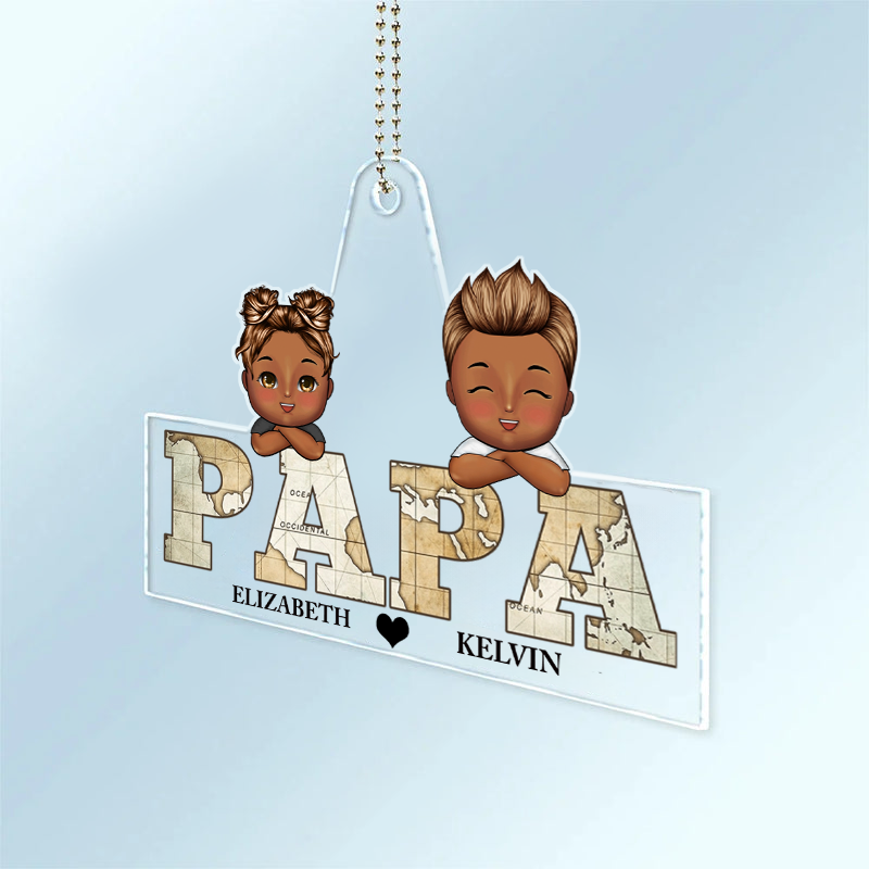 PAPA/OPA-Personalisierter Acrylanhänger mit Kinder