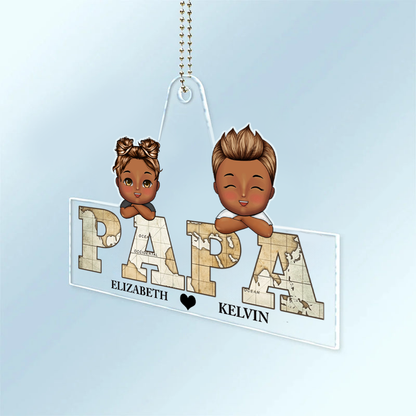 PAPA/OPA-Personalisierter Acrylanhänger mit Kinder