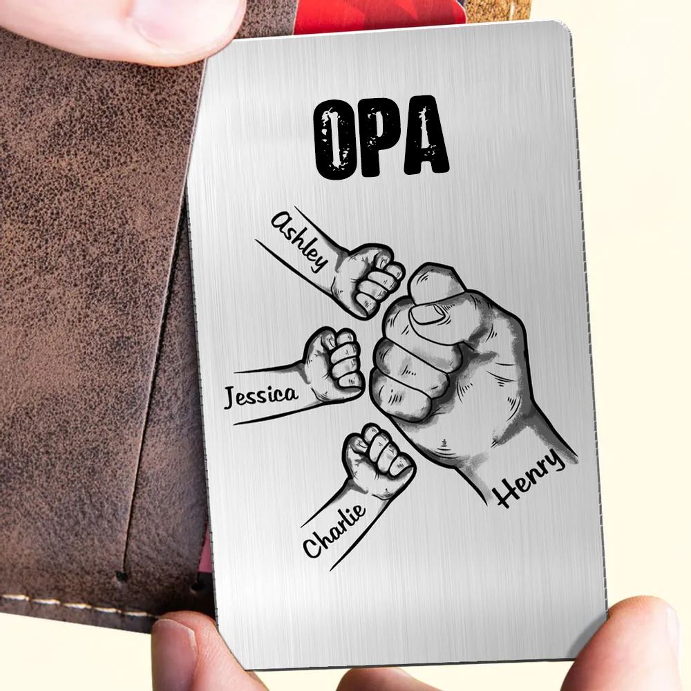 Fausstoß Wallet Card Personalisierte Brieftasche-Karte mit Namen und Text Geschenk für Papa und Opa